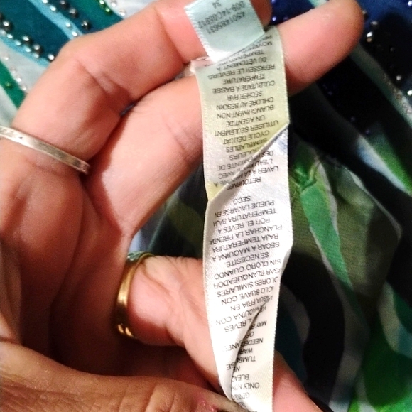 Chicos embellished zebra striped top in greens and blues. - Picture 6 of 8